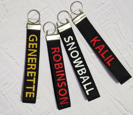 Embroidered Key Fob/ Wristlet Key Chain Personalized