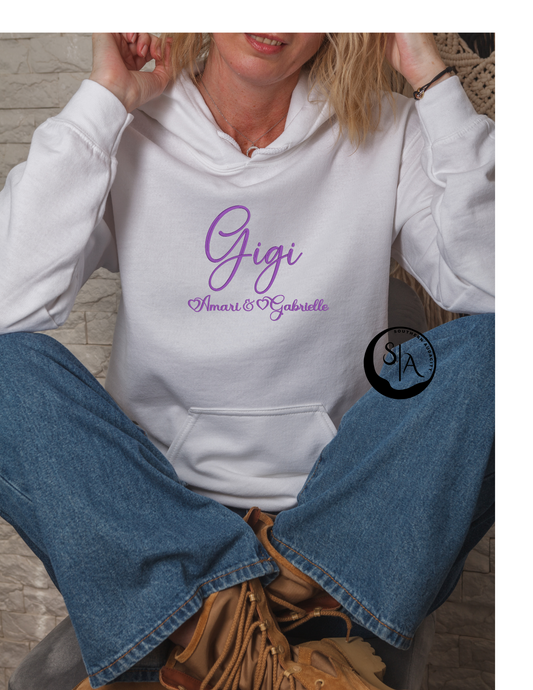 Embroidered Title  Hooded Sweat Shirt -Black Sea Script