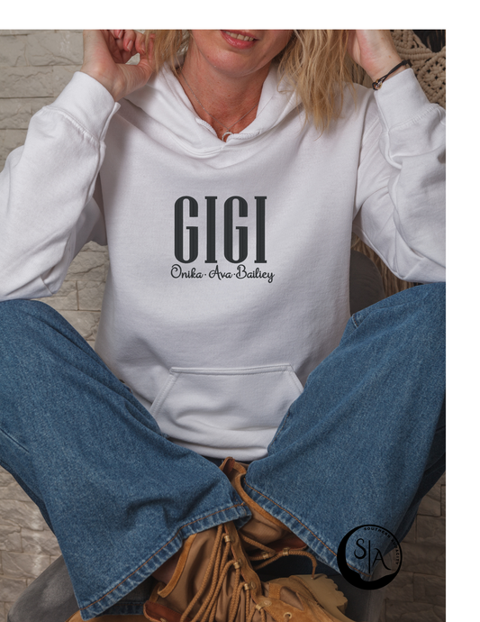 Embroidered Title  Hooded Sweat Shirt - Engraved and Script