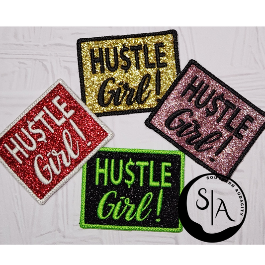 Hustle Girl Mini Glitter Patch