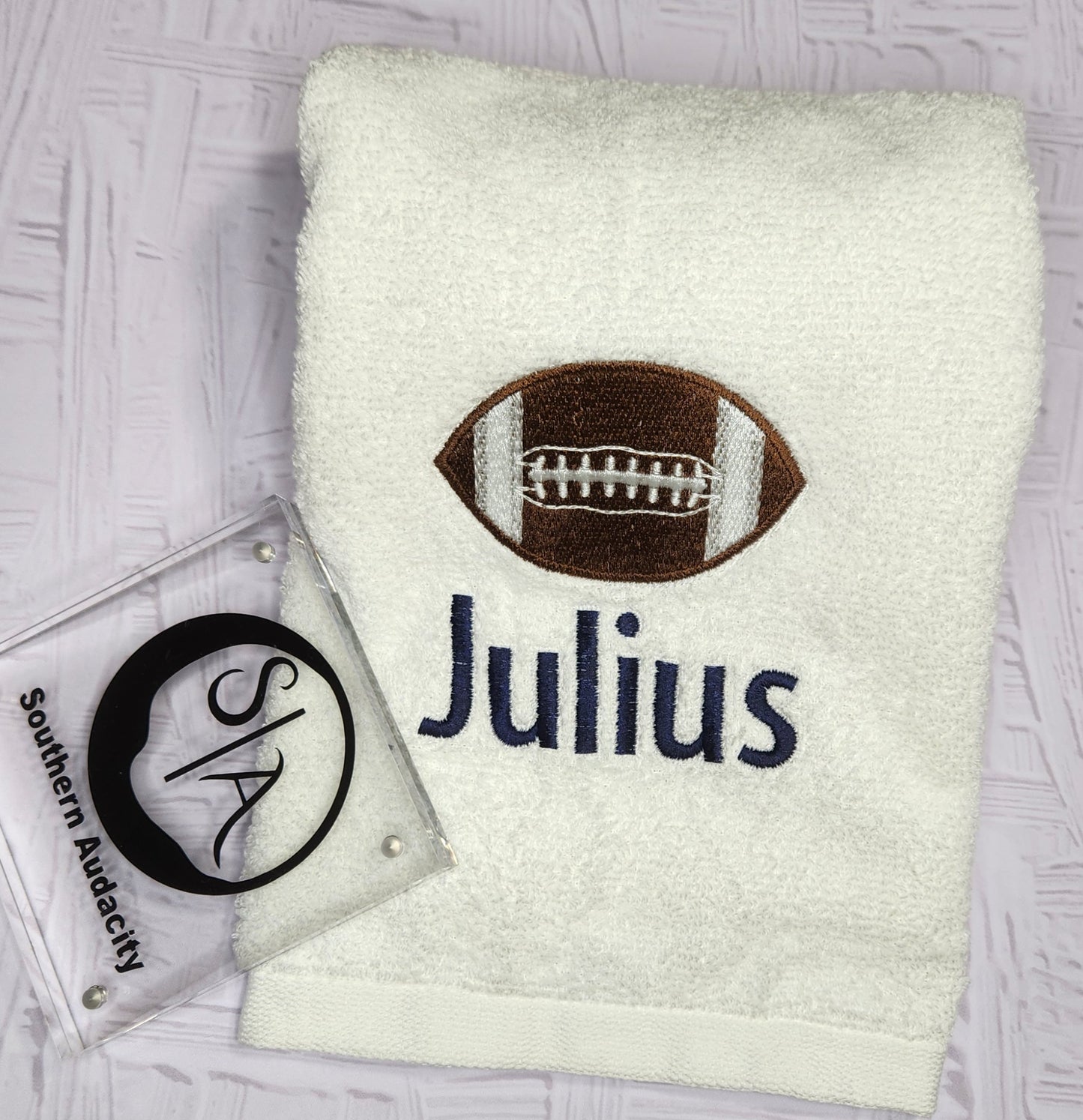 Football-  Embroidered & Personalized Hand Towel /Sweat Towel