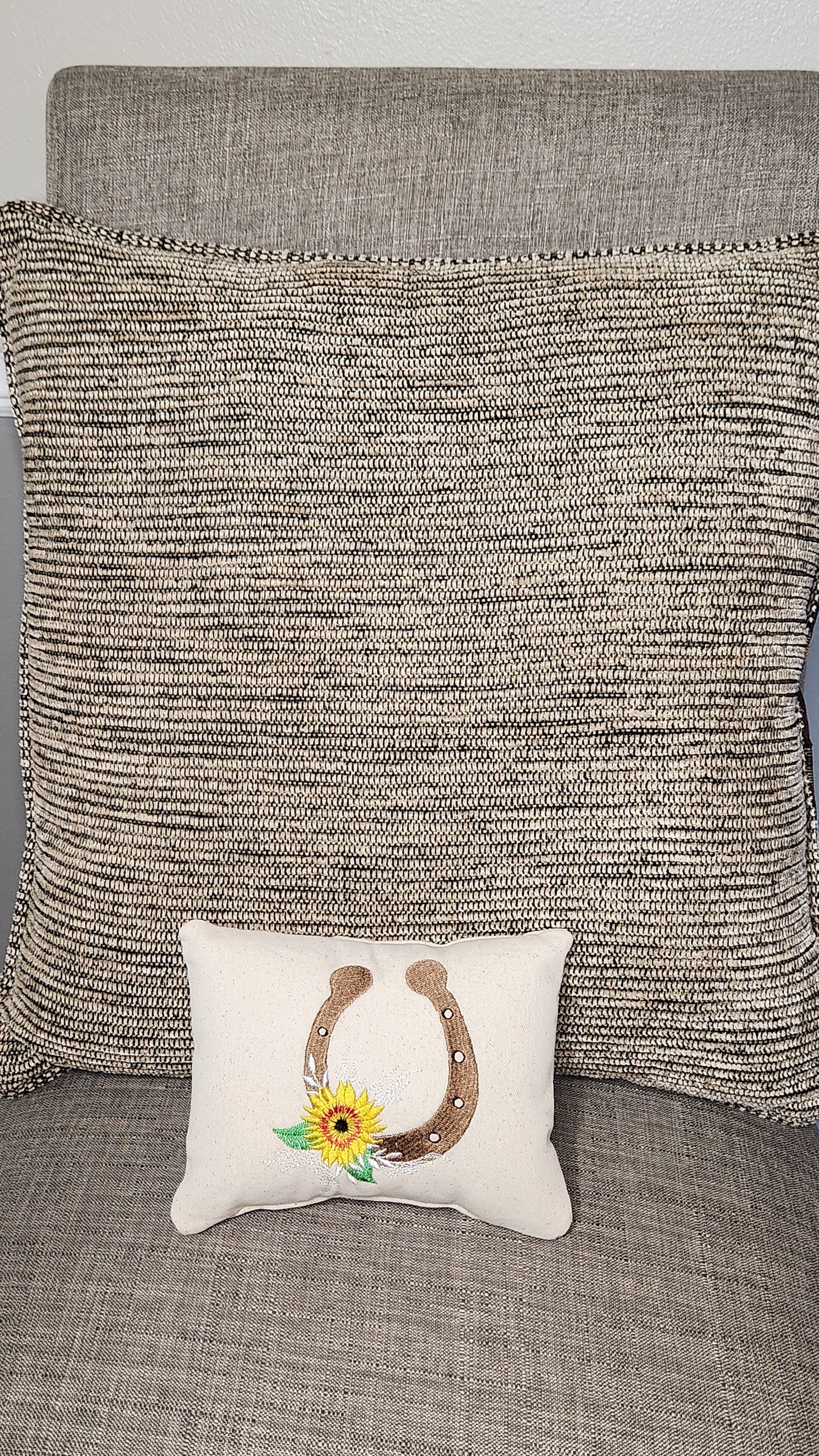 Horseshoe  Embroidered Mini Pillow