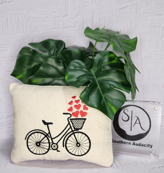 Wheels of Love Embroidered Mini Pillow