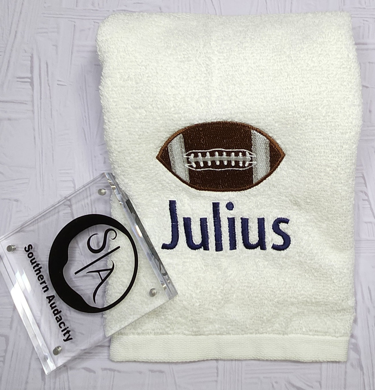 Football-  Embroidered & Personalized Hand Towel /Sweat Towel