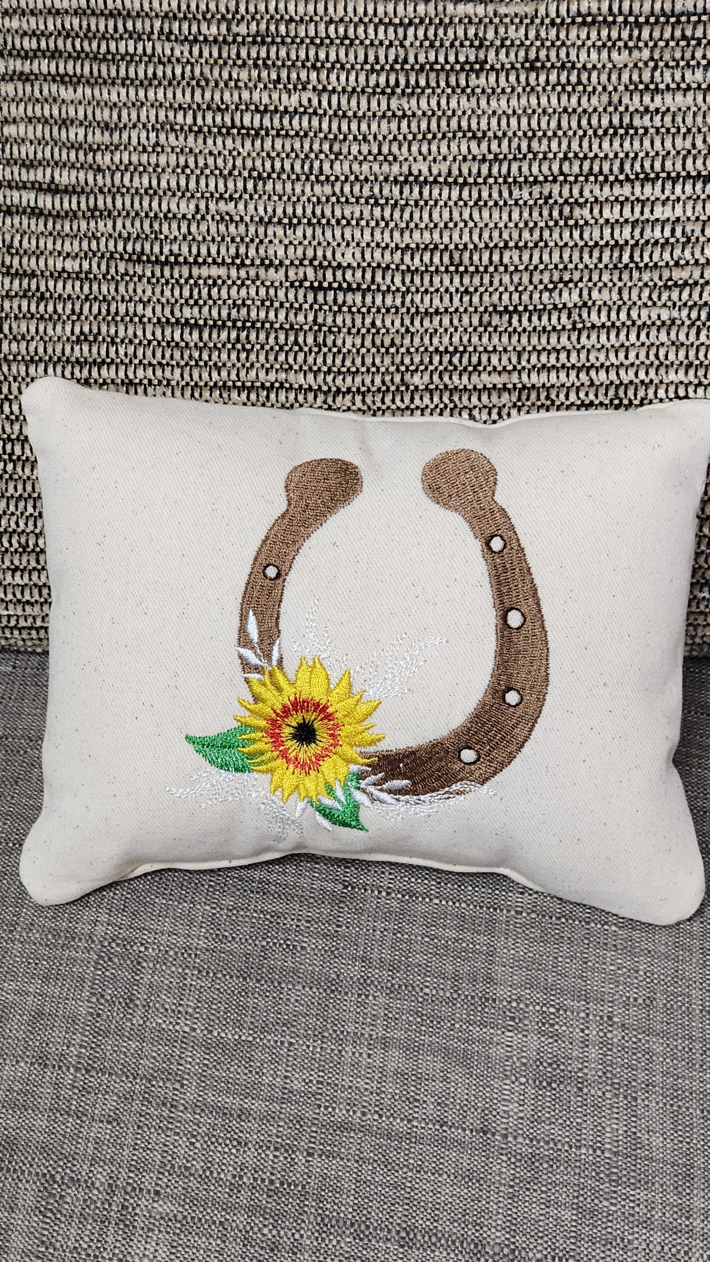 Horseshoe  Embroidered Mini Pillow