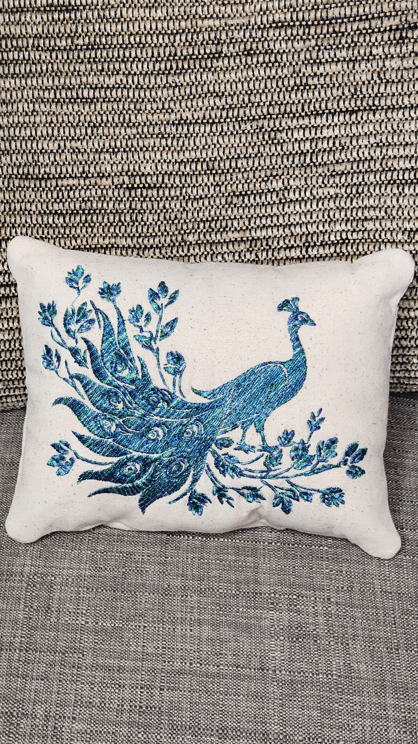 Peacock Pride  Embroidered Mini Pillow