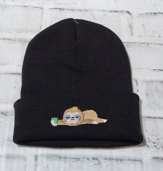 Sloth Embroidered Beanie Knitted Cap